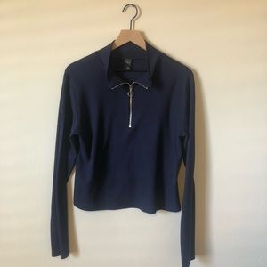 Wild Fable Crop Top Sweater w/ Mock Neck & Zipper - Size: XXL